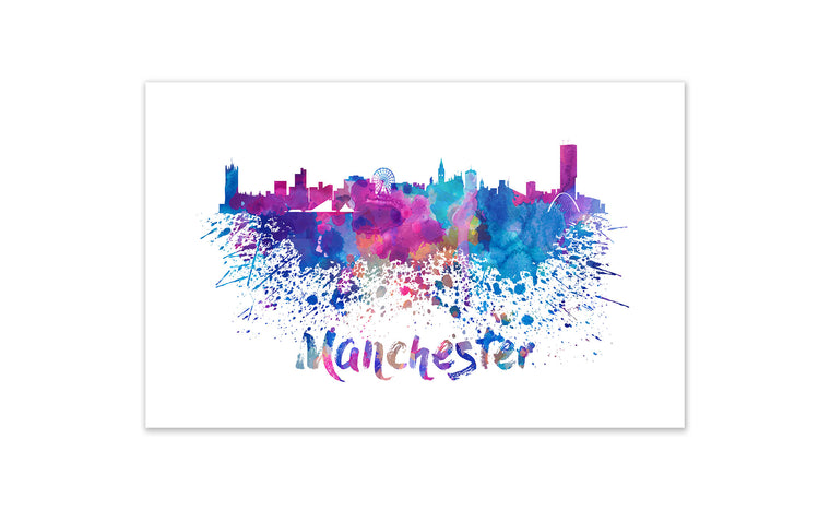World Watercolor Skyline - Manchester
