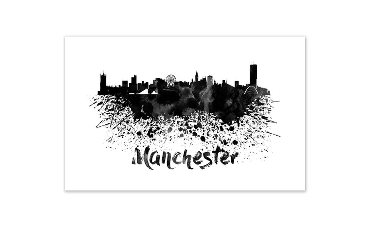 Black and White World Splatter Skyline Manchester