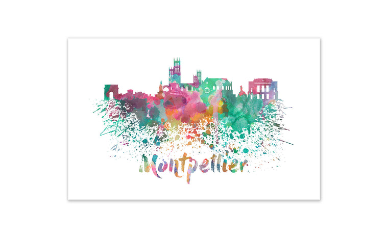 World Watercolor Skyline - Montpellier