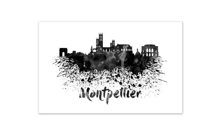 Black and White World Splatter Skyline Montpellier