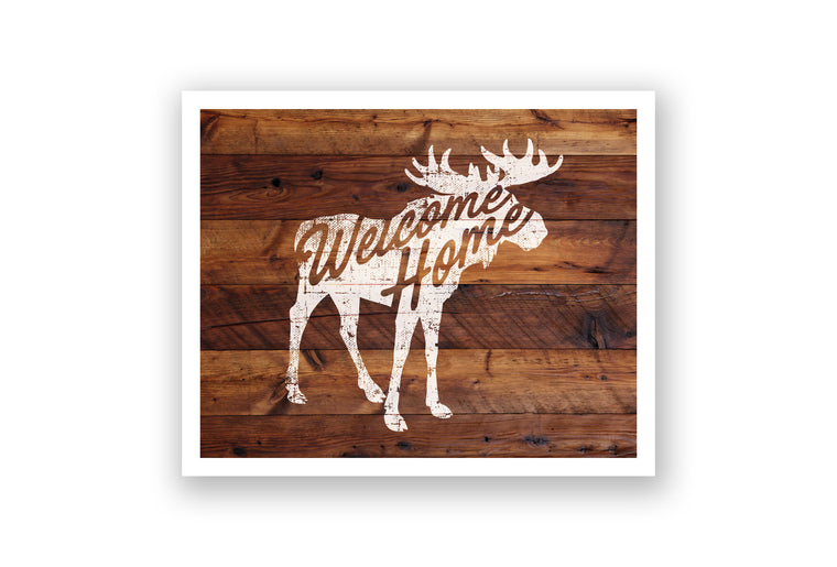 Wooden Wall Art - Moose Welcome Home