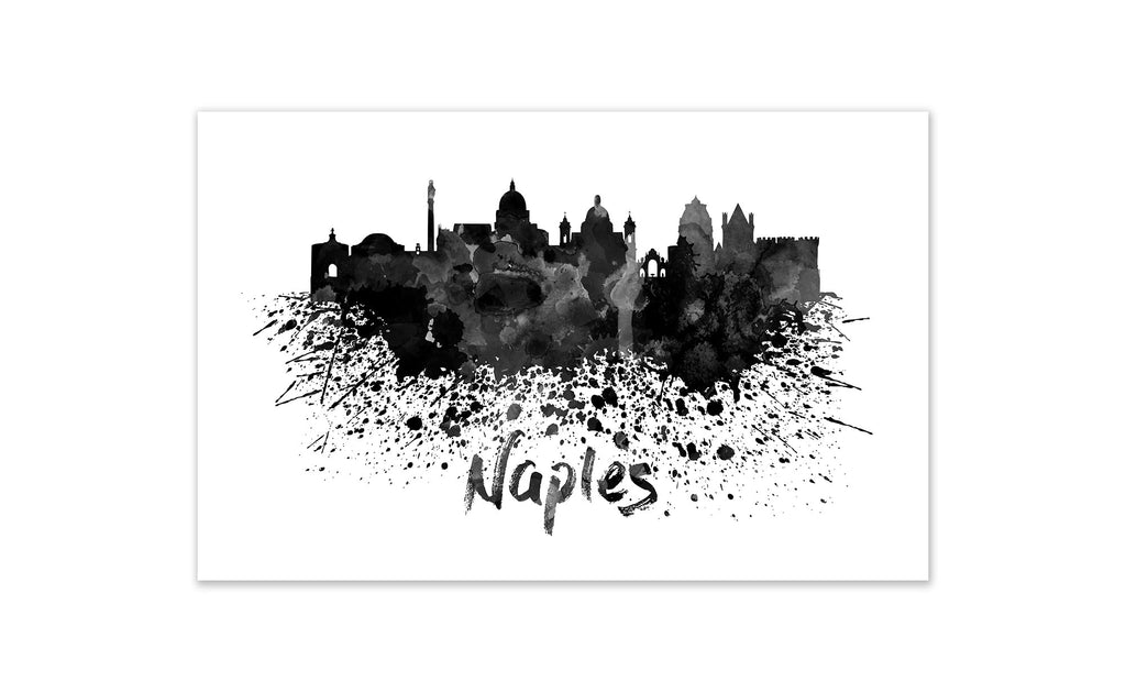 Black and White World Splatter Skyline Naples