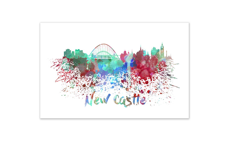 World Watercolor Skyline - New Castle