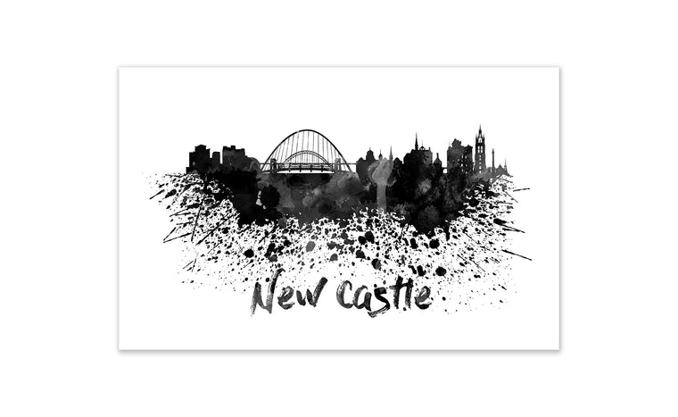Black and White World Splatter Skyline NewCastle