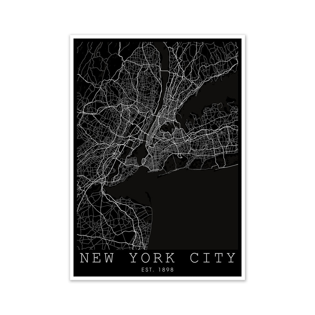 New York City Map Inverted