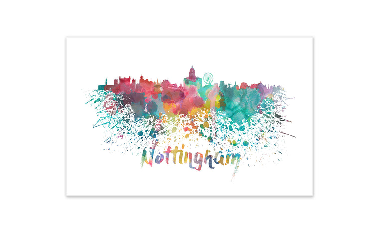 World Watercolor Skyline - Nottingham
