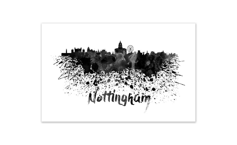 Black and White World Splatter Skyline Nottingham