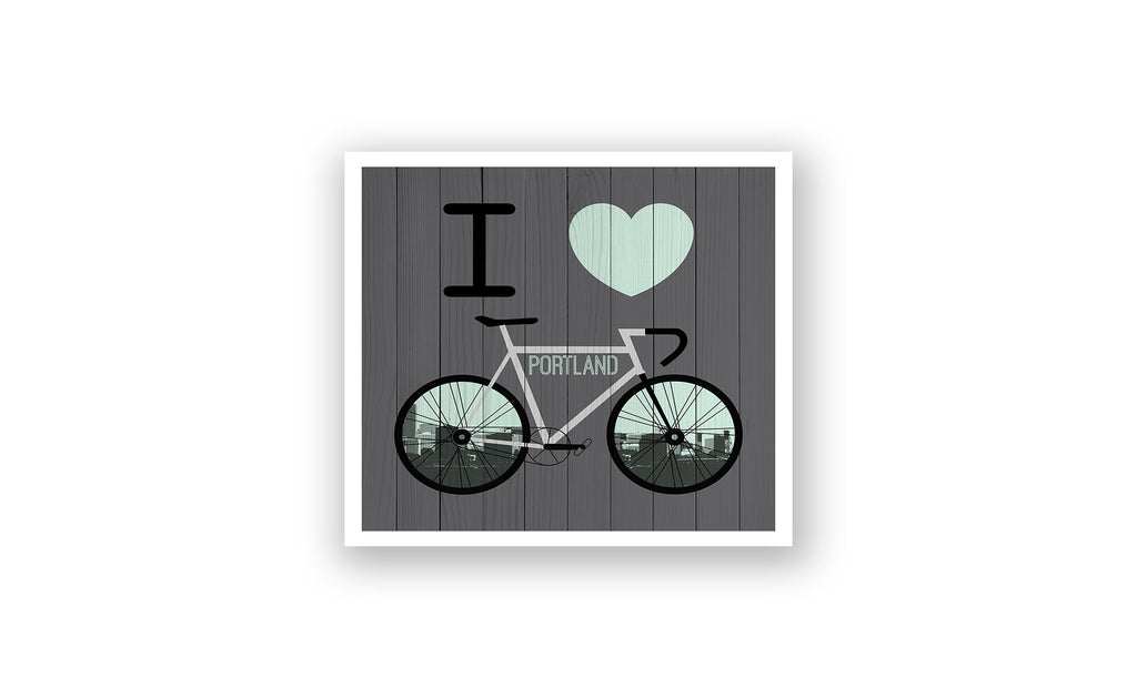 Portland City Skyline Bicycle At