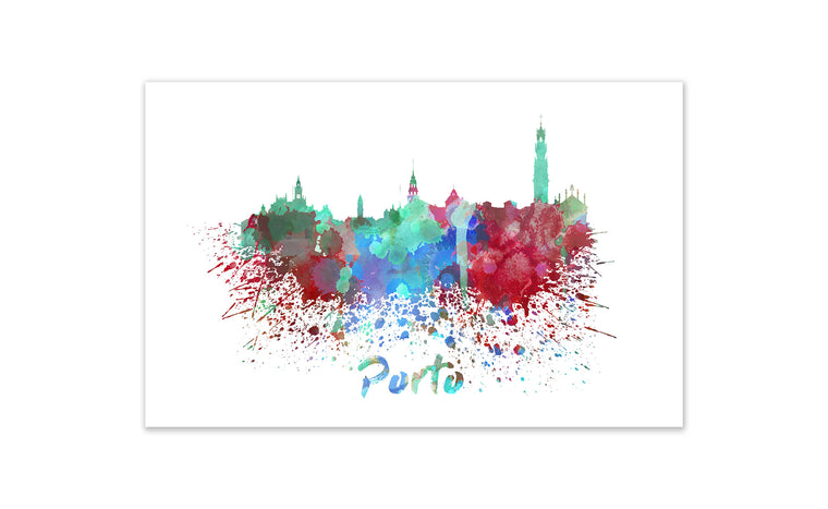 World Watercolor Skyline - Porto