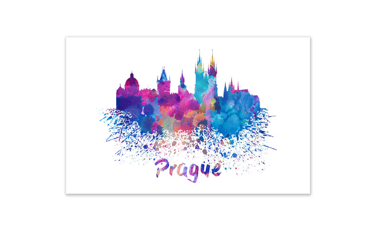 World Watercolor Skyline - Prague