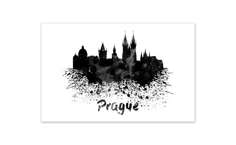 Black and White World Splatter Skyline Prague