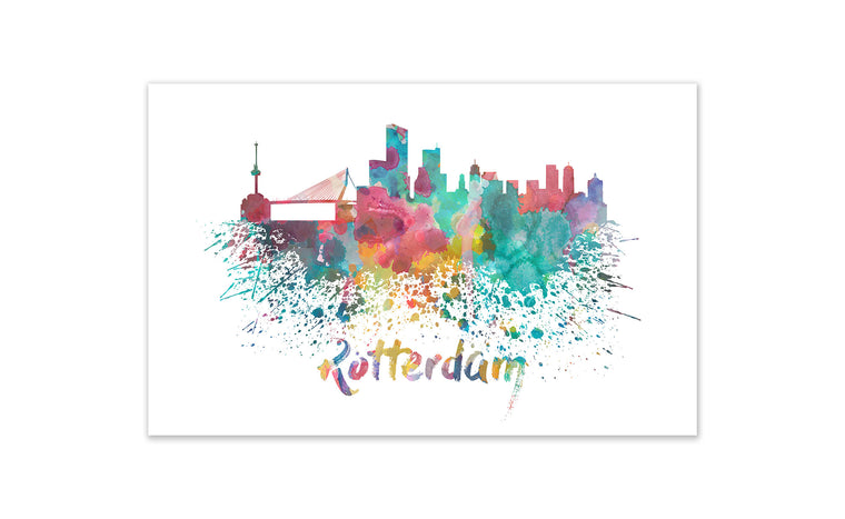 World Watercolor Skyline - Rotterdam