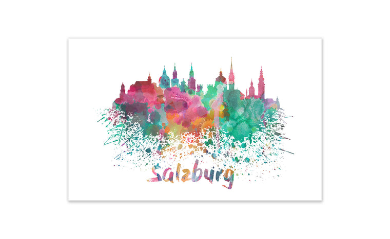 World Watercolor Skyline - Salzburg
