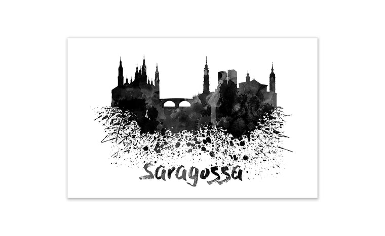Black and White World Splatter Skyline Saragossa