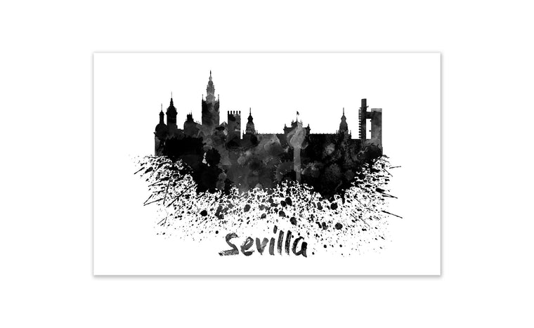 Black and White World Splatter Skyline Sevilla