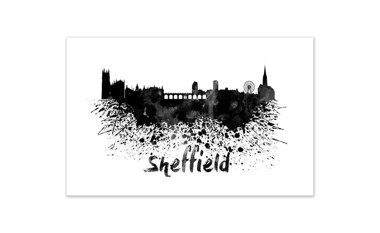 Black and White World Splatter Skyline Sheffield