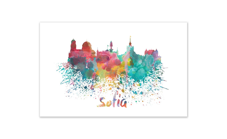 World Watercolor Skyline - Sofia