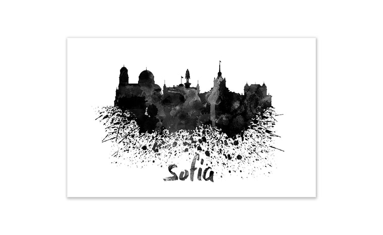 Black and White World Splatter Skyline Sofia