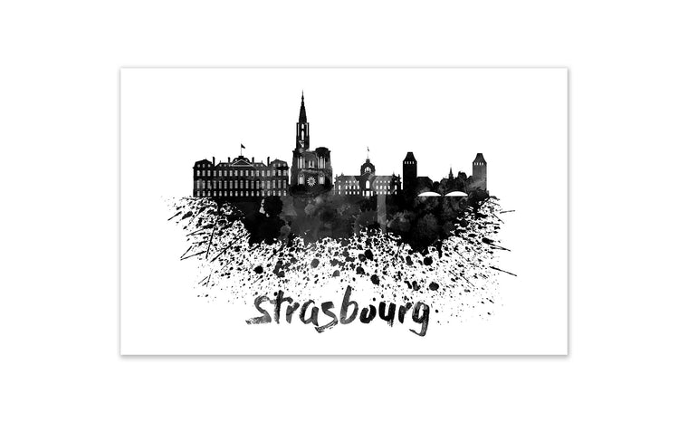 Black and White World Splatter Skyline Strasbourg