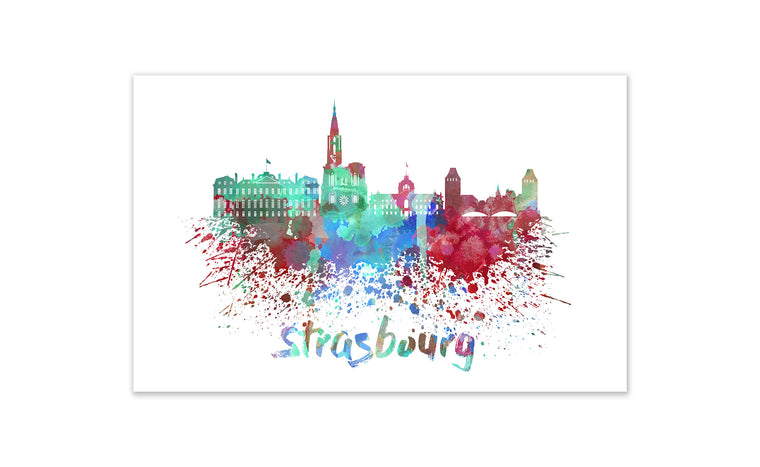 World Watercolor Skyline - Strasbourg
