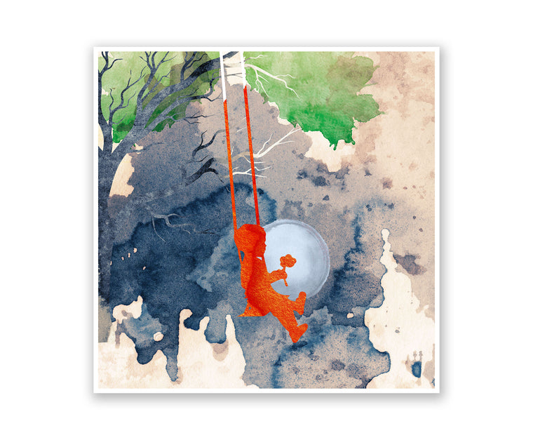 Swinging Boy Crush Watercolor Silhouette