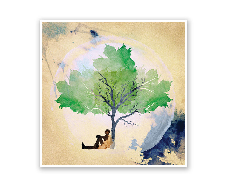 The Tree Leaner Watercolor Silhouette