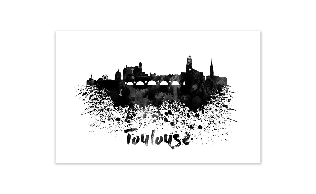 Black and White World Splatter Skyline Toulouse
