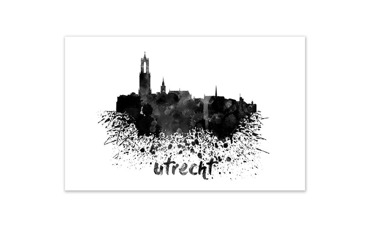 Black and White World Splatter Skyline Utrecht