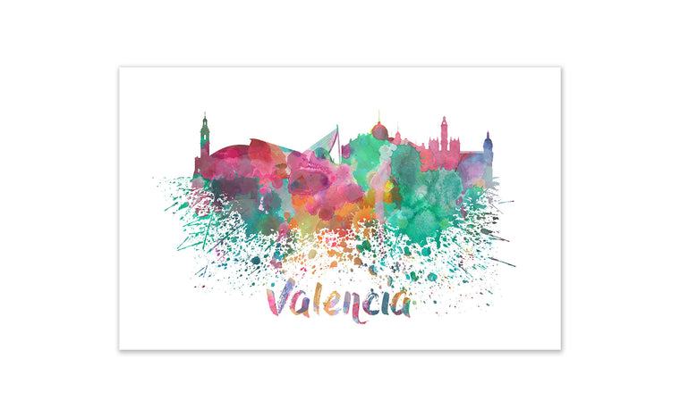 World Watercolor Skyline - Valencia
