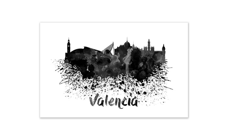 Black and White World Splatter Skyline Valencia
