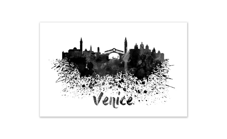 Black and White World Splatter Skyline Venice