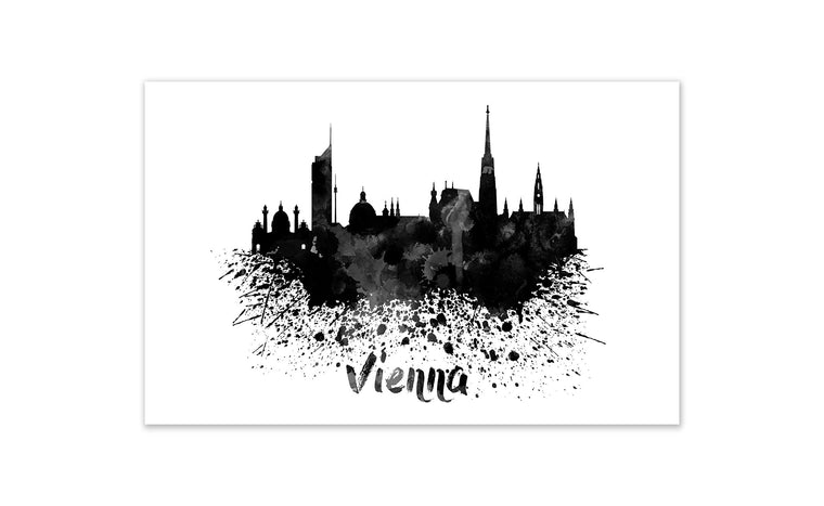 Black and White World Splatter Skyline Vienna