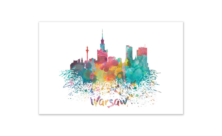 World Watercolor Skyline - Warsaw