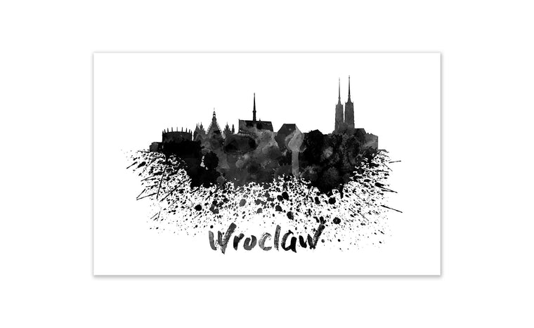 Black and White World Splatter Skyline Wroclaw