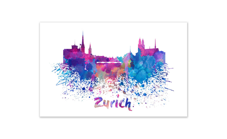 World Watercolor Skyline - Zurich